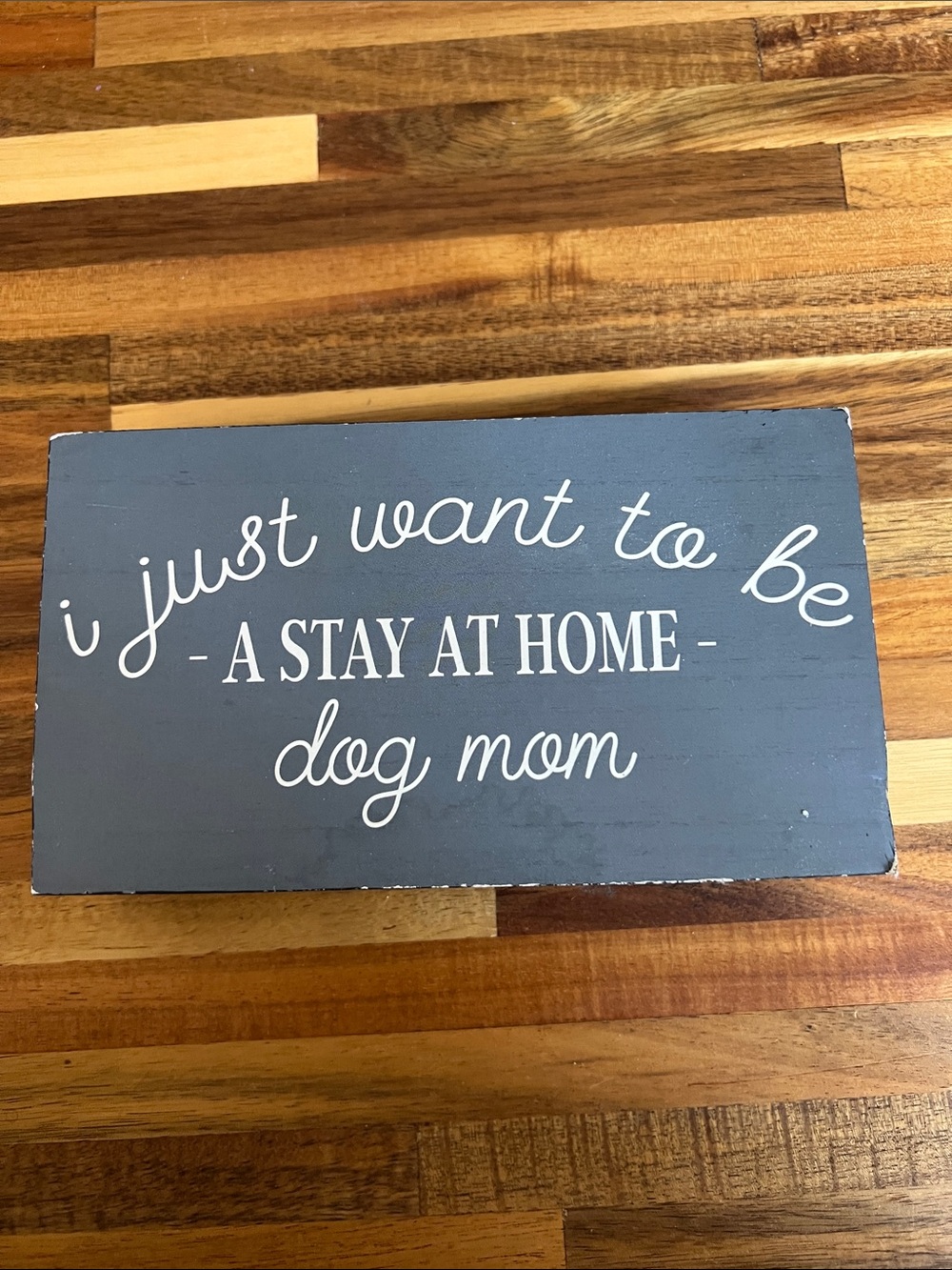 Gray "I Just Want to Be a Stay at Home Dog Mom" Decorative Sign